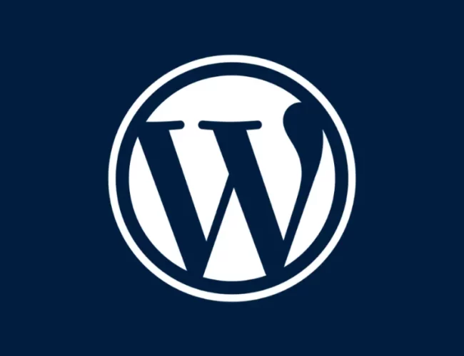 Logo von WordPress. Ein großes W in einem Kreis.
